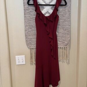 Y2K Elegant Burgundy Ruffle Dress